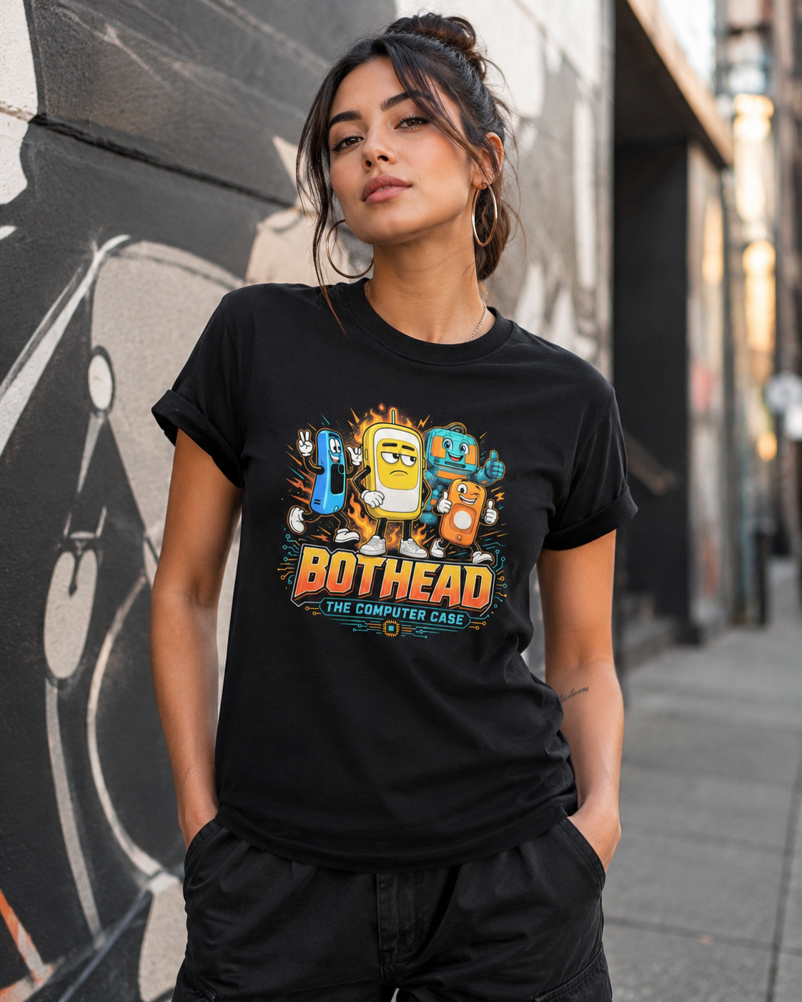 Bot Head The Computer Case Graphic Unisex T-Shirt
