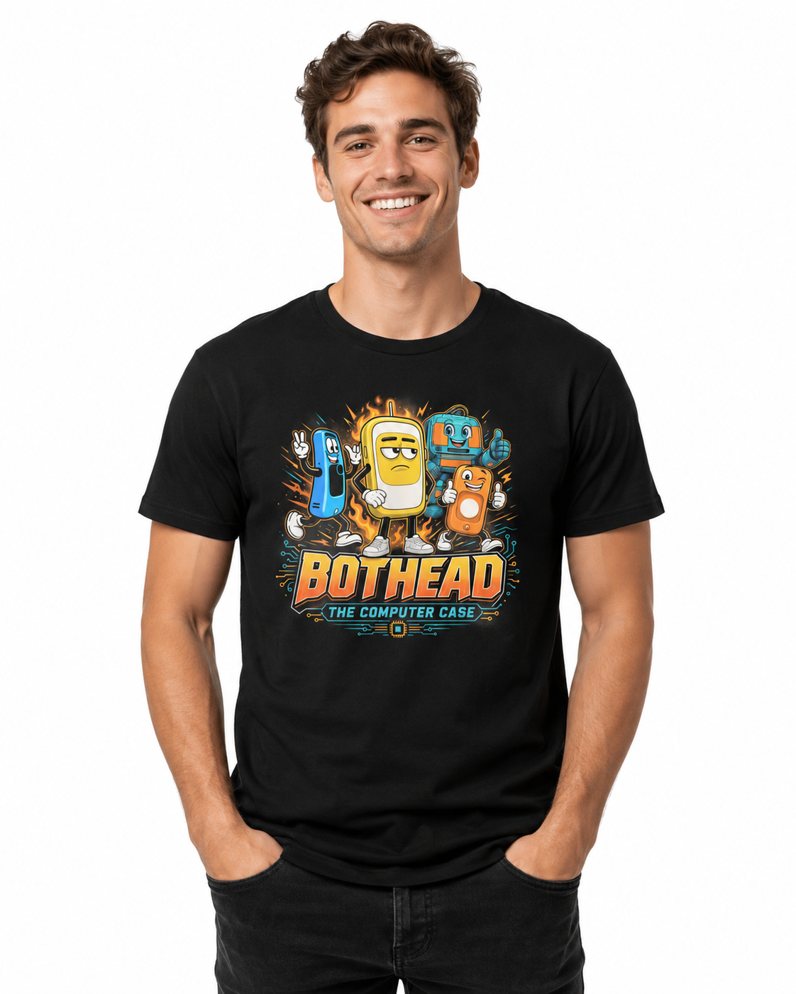 Bot Head The Computer Case Graphic Unisex T-Shirt